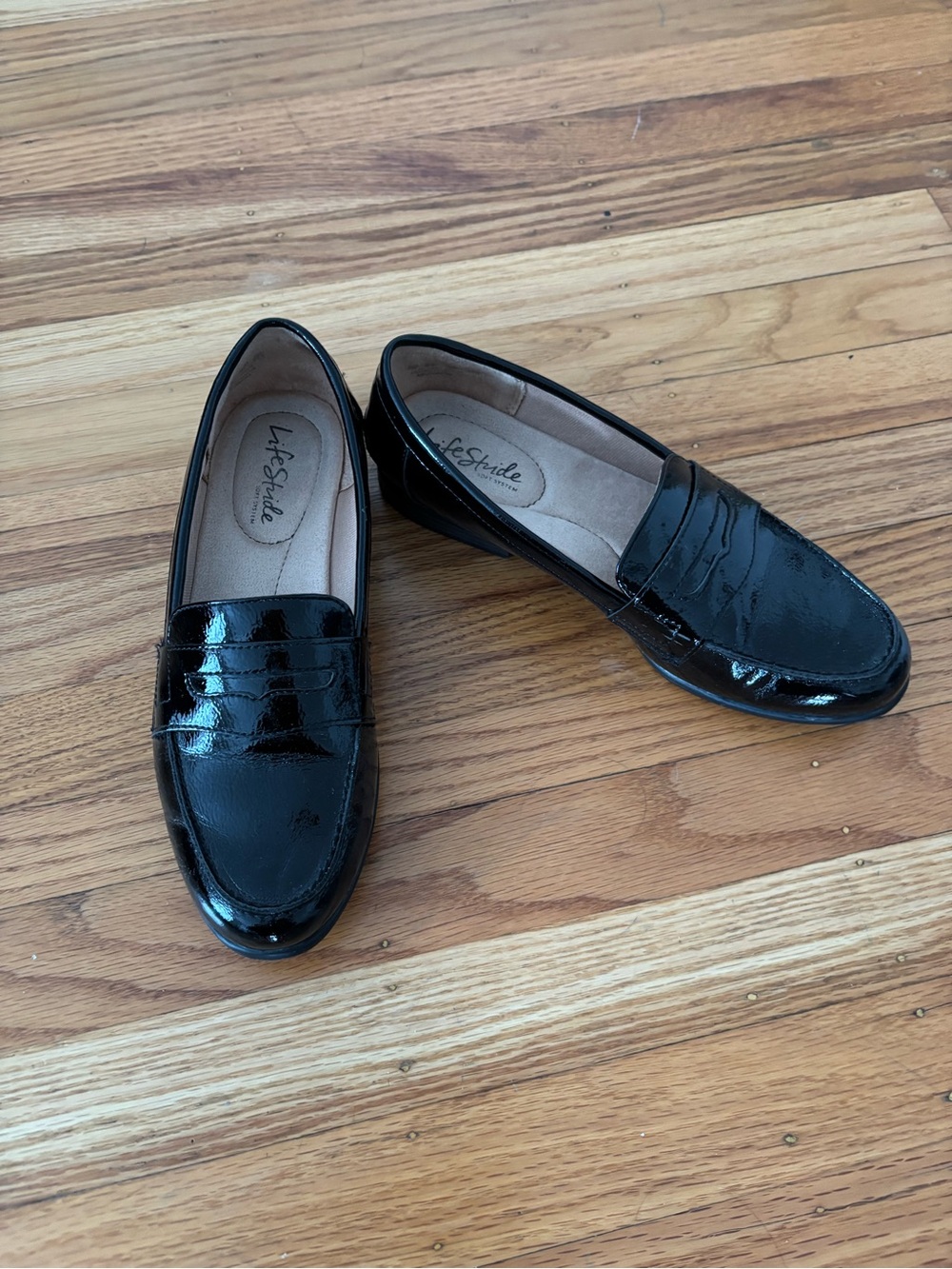 LifeStride Black Patent Penny Loafers for Women